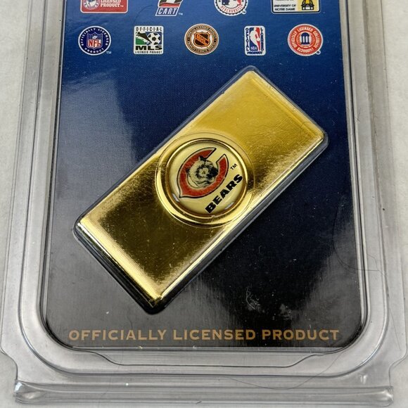 Chicago Bears Money Clip 24Kt Gold Plated Solid Brass NFL by Tag Express NEW - Picture 2 of 5